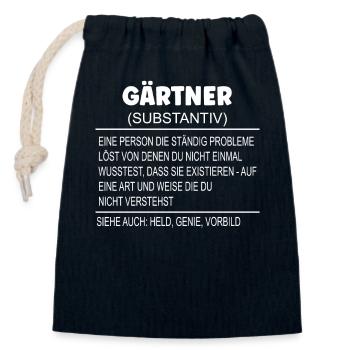 Wörterbuch Erklärung GÄRTNER Held, Genie, Vorbild - Verschließbarer Geschenkbeutel aus Baumwolle (14x20cm) - Navy - Vorne