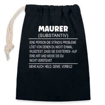 Wörterbuch Erklärung MAURER Held, Genie, Vorbild - Verschließbarer Geschenkbeutel aus Baumwolle (14x20cm) - Navy - Vorne