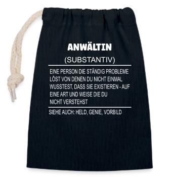 Wörterbuch Erklärung Anwältin Held, Genie, Vorbild - Verschließbarer Geschenkbeutel aus Baumwolle (14x20cm) - Navy - Vorne