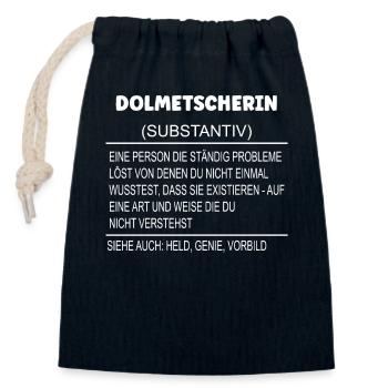 Wörterbuch Erklärung Dolmetscherin Held, Genie - Verschließbarer Geschenkbeutel aus Baumwolle (14x20cm) - Navy - Vorne