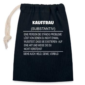 Wörterbuch Erklärung Kauffrau Held, Genie, Vorbild - Verschließbarer Geschenkbeutel aus Baumwolle (14x20cm) - Navy - Vorne
