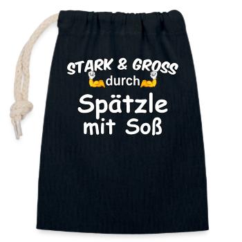 Stark & Groß avec spätzle en sauce - Sac cadeau en coton avec cordon (14 x 20 cm) - bleu marine - Devant