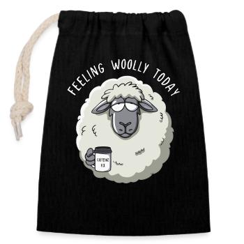 Feeling Woolly today - Closable cotton gift bag (14x20cm) - black - Front