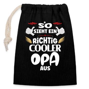So sieht ein richtig cooler Opa aus - Verschließbarer Geschenkbeutel aus Baumwolle (14x20cm) - Schwarz - Vorne