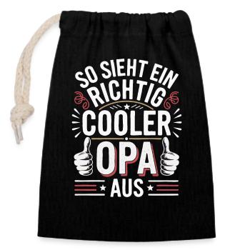 So sieht ein richtig cooler Opa aus - Verschließbarer Geschenkbeutel aus Baumwolle (14x20cm) - Schwarz - Vorne