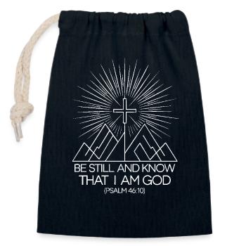 Be still and know that I'm god - Closable cotton gift bag (14x20cm) - navy - Front