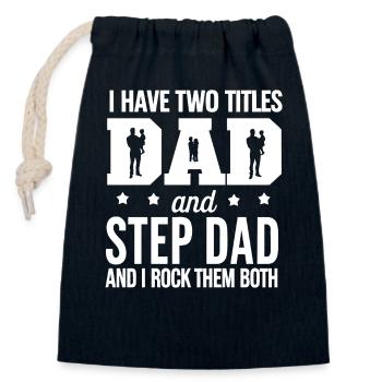 2 Titles: Father and Stepfather and Rock Both - Closable cotton gift bag (14x20cm) - navy - Front