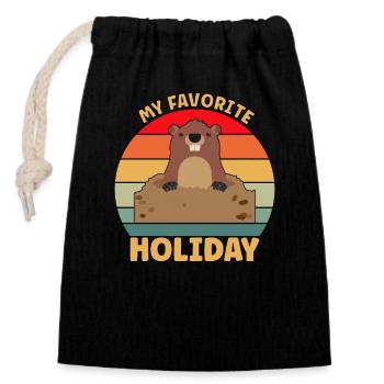 My favorite holiday: Groundhog Day - Closable cotton gift bag (14x20cm) - black - Front