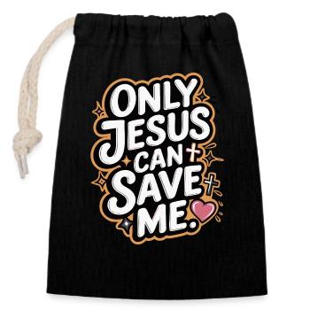 Only Jesus can save me christliches Design - Verschließbarer Geschenkbeutel aus Baumwolle (14x20cm) - Schwarz - Vorne