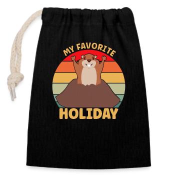 My favorite holiday: Groundhog Day - Closable cotton gift bag (14x20cm) - black - Front