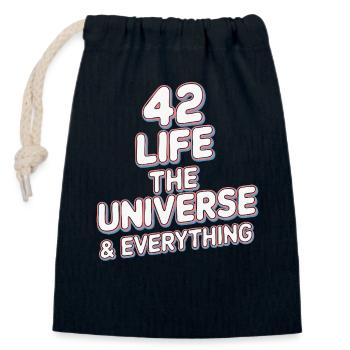 Life Universe Everything 42 answers - Closable cotton gift bag (14x20cm) - navy - Front