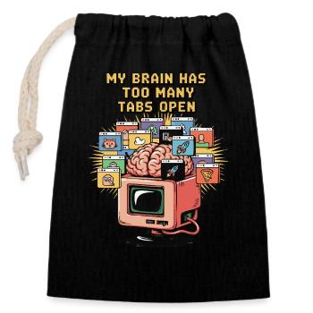Too Many Tabs – ADD Brain Cartoon Design - Closable cotton gift bag (14x20cm) - black - Front