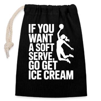 Soft-serve? Then off to the – volleyball - Closable cotton gift bag (14x20cm) - black - Front