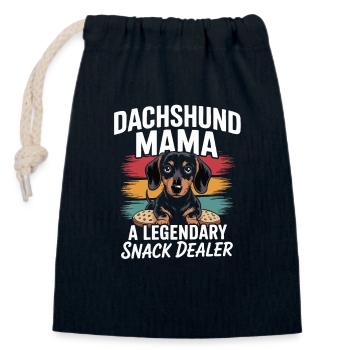 Dachshund Mama – Legendäre Snack Dealerin - Verschließbarer Geschenkbeutel aus Baumwolle (14x20cm) - Navy - Vorne
