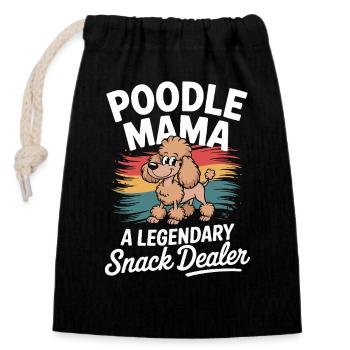 Poodle Mama, Legendärer Snack-Dealer - Verschließbarer Geschenkbeutel aus Baumwolle (14x20cm) - Schwarz - Vorne