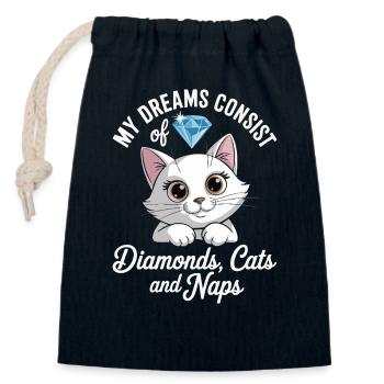 Träume bestehen aus Diamanten, Katzen, Nickerchen - Verschließbarer Geschenkbeutel aus Baumwolle (14x20cm) - Navy - Vorne