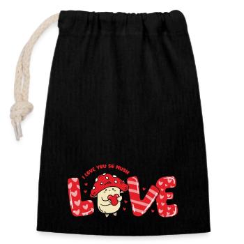 Mushroom In Love Saying Couples Valentine's Day - Closable cotton gift bag (14x20cm) - black - Front