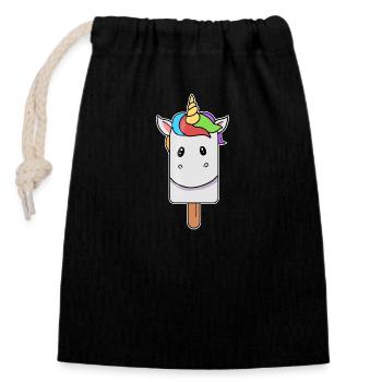 Unicorn Head Popsicle - Closable cotton gift bag (14x20cm) - black - Front