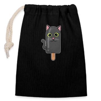 Black Cat Head Popsicle - Closable cotton gift bag (14x20cm) - black - Front