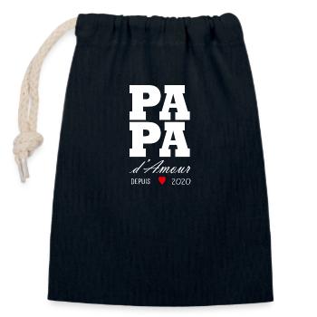 Liebevoller Papa seit 2020 - Verschließbarer Geschenkbeutel aus Baumwolle (14x20cm) - Navy - Vorne