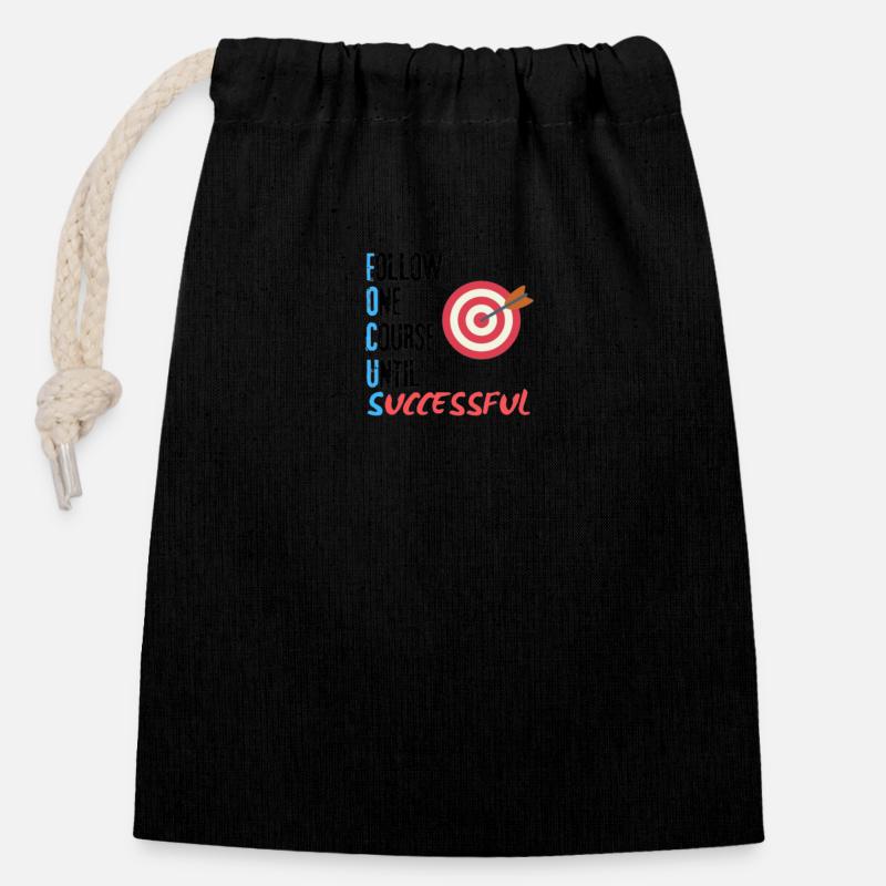 focus - Sac cadeau en coton avec cordon (14 x 20 cm) - noir