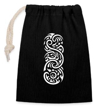 Merveille culturelle d'encre de tatouage maori en blanc - Sac cadeau en coton avec cordon (14 x 20 cm) - noir - Devant