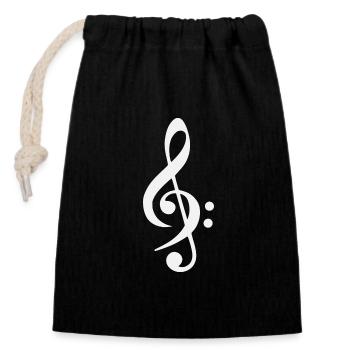 Bass Clef Cross Treble Clef Music Keys - Closable cotton gift bag (14x20cm) - black - Front
