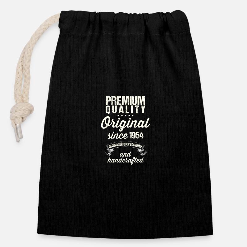 Year 1954 - Closable cotton gift bag (14x20cm) - black