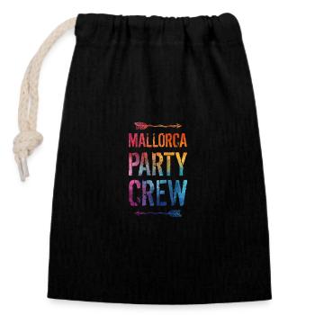 Mallorca Party Crew Spruch - Verschließbarer Geschenkbeutel aus Baumwolle (14x20cm) - Schwarz - Vorne