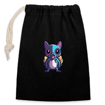 Écureuil Halloween Animal - Sac cadeau en coton avec cordon (14 x 20 cm) - noir - Devant