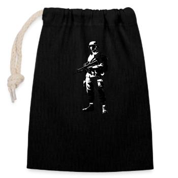 Soldier - Army Design - Closable cotton gift bag (14x20cm) - black - Front