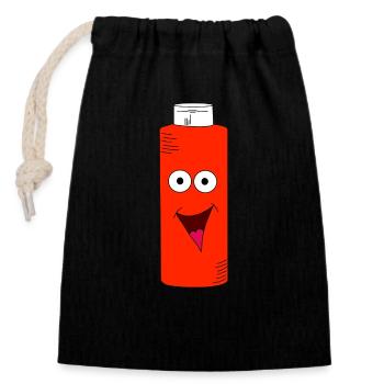 Bouteille de ketchup avec visage - Sac cadeau en coton avec cordon (14 x 20 cm) - noir - Devant