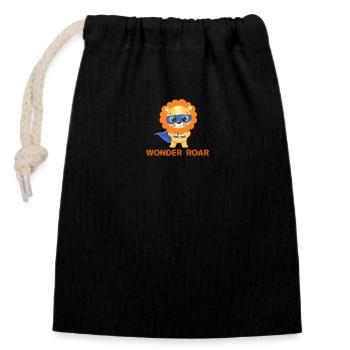 WONDER ROAR - Closable cotton gift bag (14x20cm) - black - Front