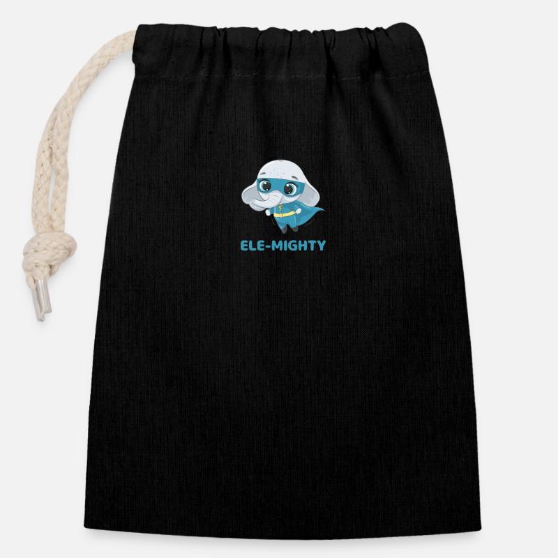 ELE-MIGHTY - Closable cotton gift bag (14x20cm) - black