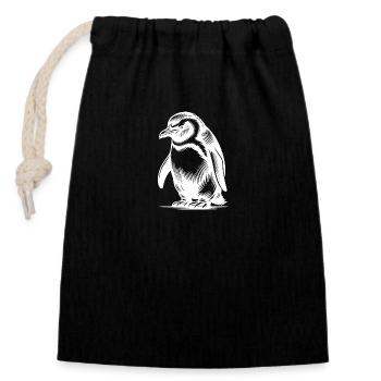 Cunning Clever Kids Penguin Tattoo Style - Closable cotton gift bag (14x20cm) - black - Front