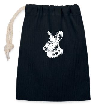Petit lapin mignon avec de grandes oreilles - Sac cadeau en coton avec cordon (14 x 20 cm) - bleu marine - Devant
