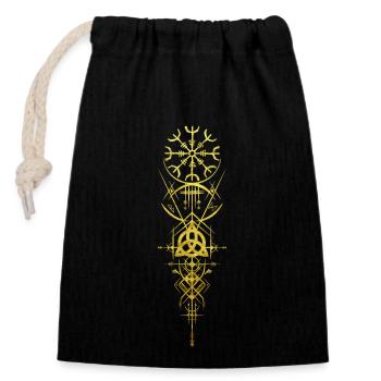 Aegishjalmur Triskele Viking Runes Seidr Magic - Closable cotton gift bag (14x20cm) - black - Front