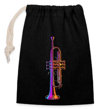 Trompete - Verschließbarer Geschenkbeutel aus Baumwolle (14x20cm) - Schwarz - Vorne