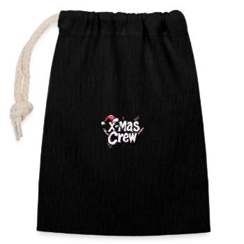 X-Mas Crew - Closable cotton gift bag (14x20cm) - black - Front