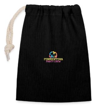 Formentera Party Crew Team - Closable cotton gift bag (14x20cm) - black - Front