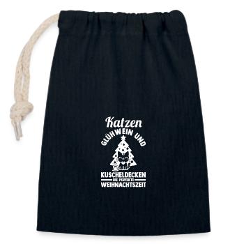 Weihnachtsmann Weihnachtsfest Weihnachten Katzen - Verschließbarer Geschenkbeutel aus Baumwolle (14x20cm) - Navy - Vorne
