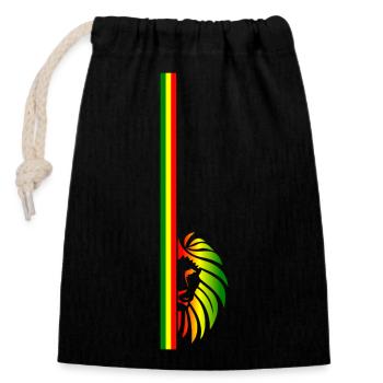 Reggae Lion - Verschließbarer Geschenkbeutel aus Baumwolle (14x20cm) - Schwarz - Vorne