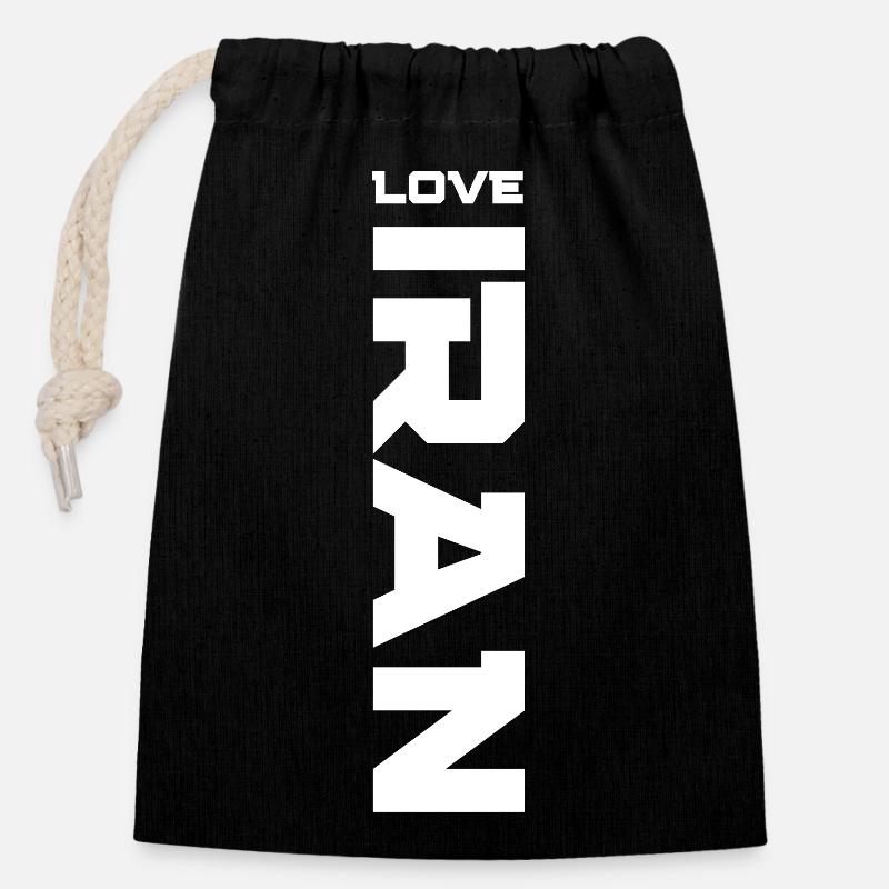 LOVE IRAN - Persian Design (Iran) - Closable cotton gift bag (14x20cm) - black
