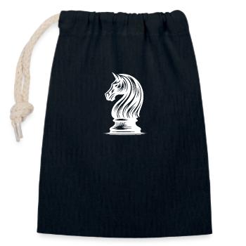 Chess Figure Horse Knight Tattoo Drawing - Closable cotton gift bag (14x20cm) - navy - Front