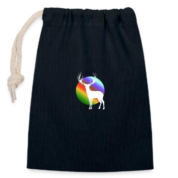 Weißer Hirsch - Verschließbarer Geschenkbeutel aus Baumwolle (14x20cm) - Navy - Vorne