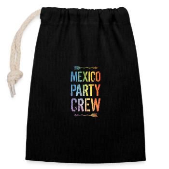 Mexiko Party Crew Spruch - Verschließbarer Geschenkbeutel aus Baumwolle (14x20cm) - Schwarz - Vorne