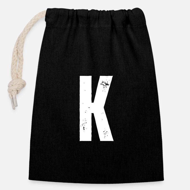 K - Closable cotton gift bag (14x20cm) - black