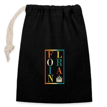 Florian - Closable cotton gift bag (14x20cm) - black - Front