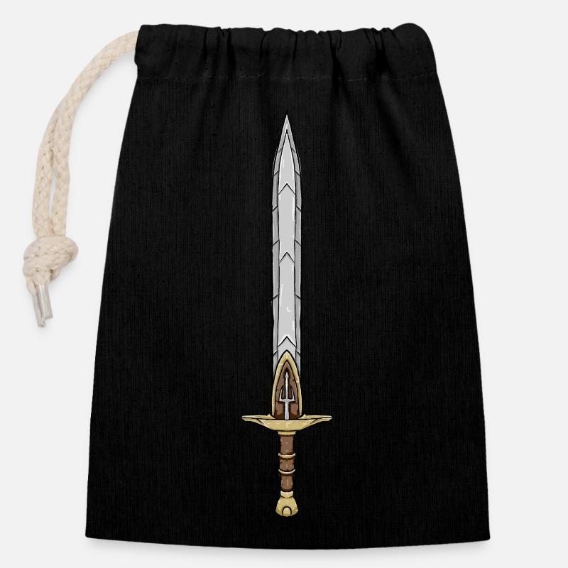 Épée de gladiateur - Sac cadeau en coton avec cordon (14 x 20 cm) - noir