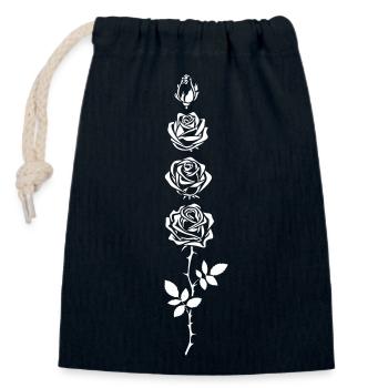 Eleganter Rosenstrauß - Verschließbarer Geschenkbeutel aus Baumwolle (14x20cm) - Navy - Vorne